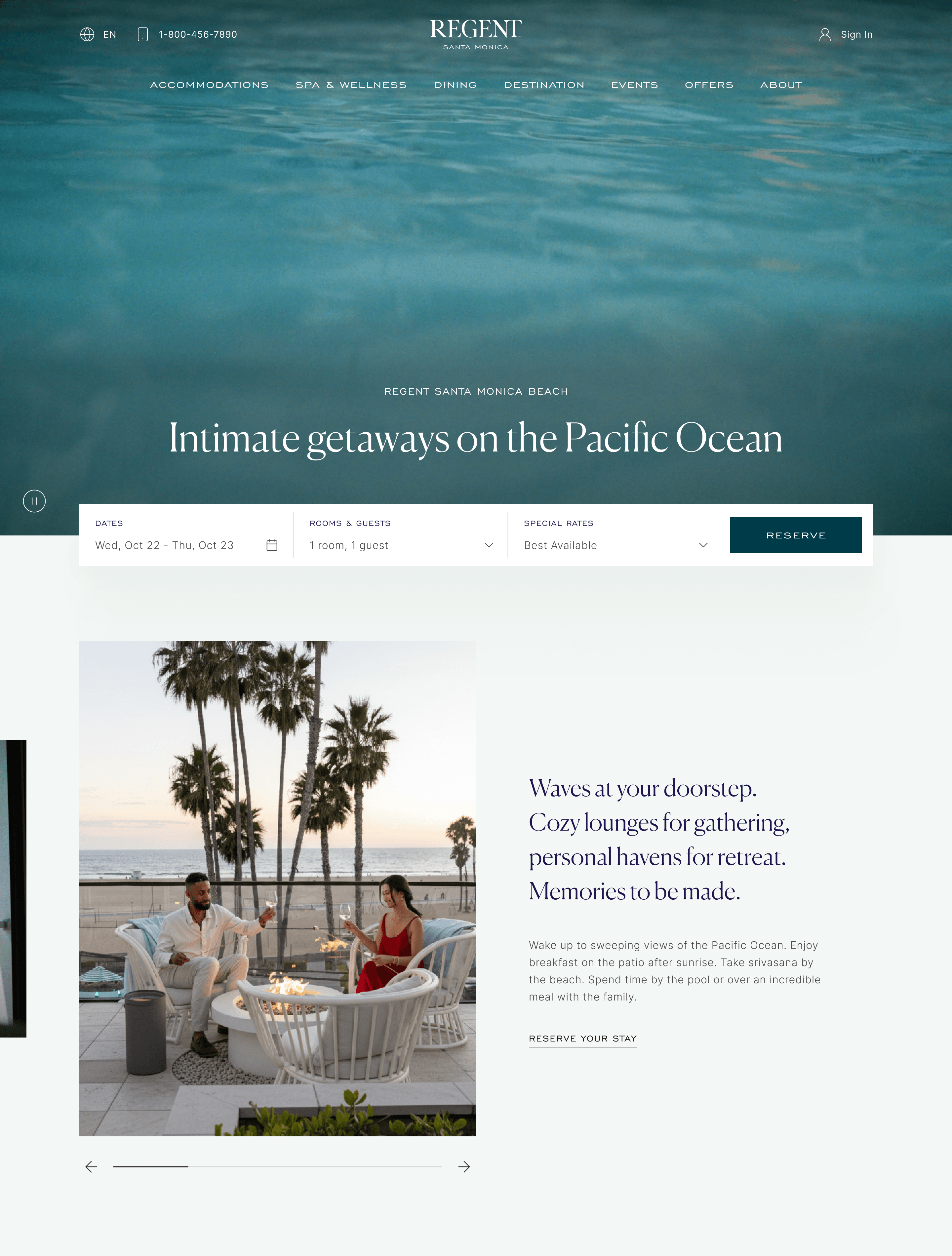 Regent Santa Monica homepage on desktop