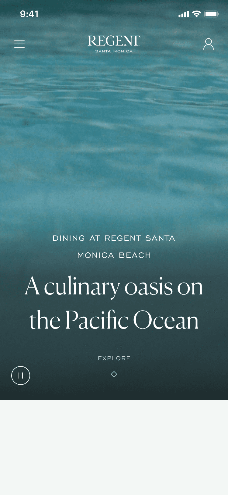 Regent Santa Monica wellness page on mobile